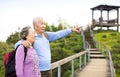 Senior Couple hiking in the mountain Royalty Free Stock Photo